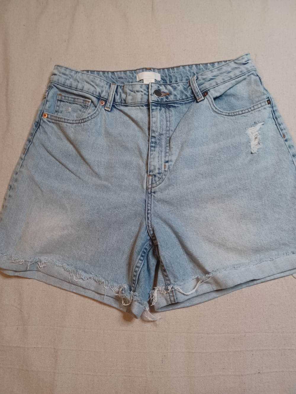 H&M Light Blue Distressed Denim Shorts Women's Size 12